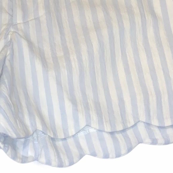 Club Monaco sz 0 light blue & white striped scalloped hem dressy short shorts - Picture 10 of 16